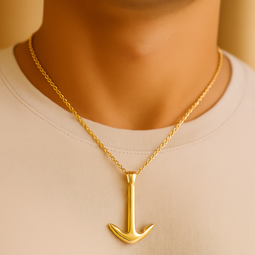 メンズアンカーネックレス - ステンレススチール