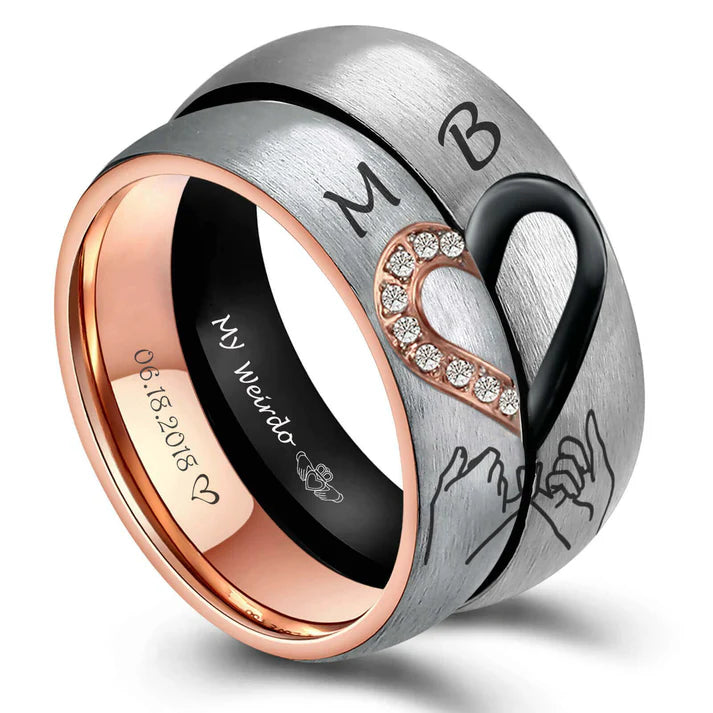 お揃いのダイヤモンドハート ペアリング