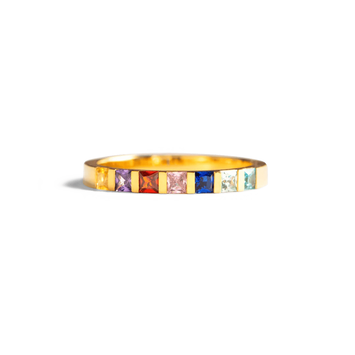 パーソナライズ 家族 誕生石 スクエアカット リング - S925 スターリングシルバー