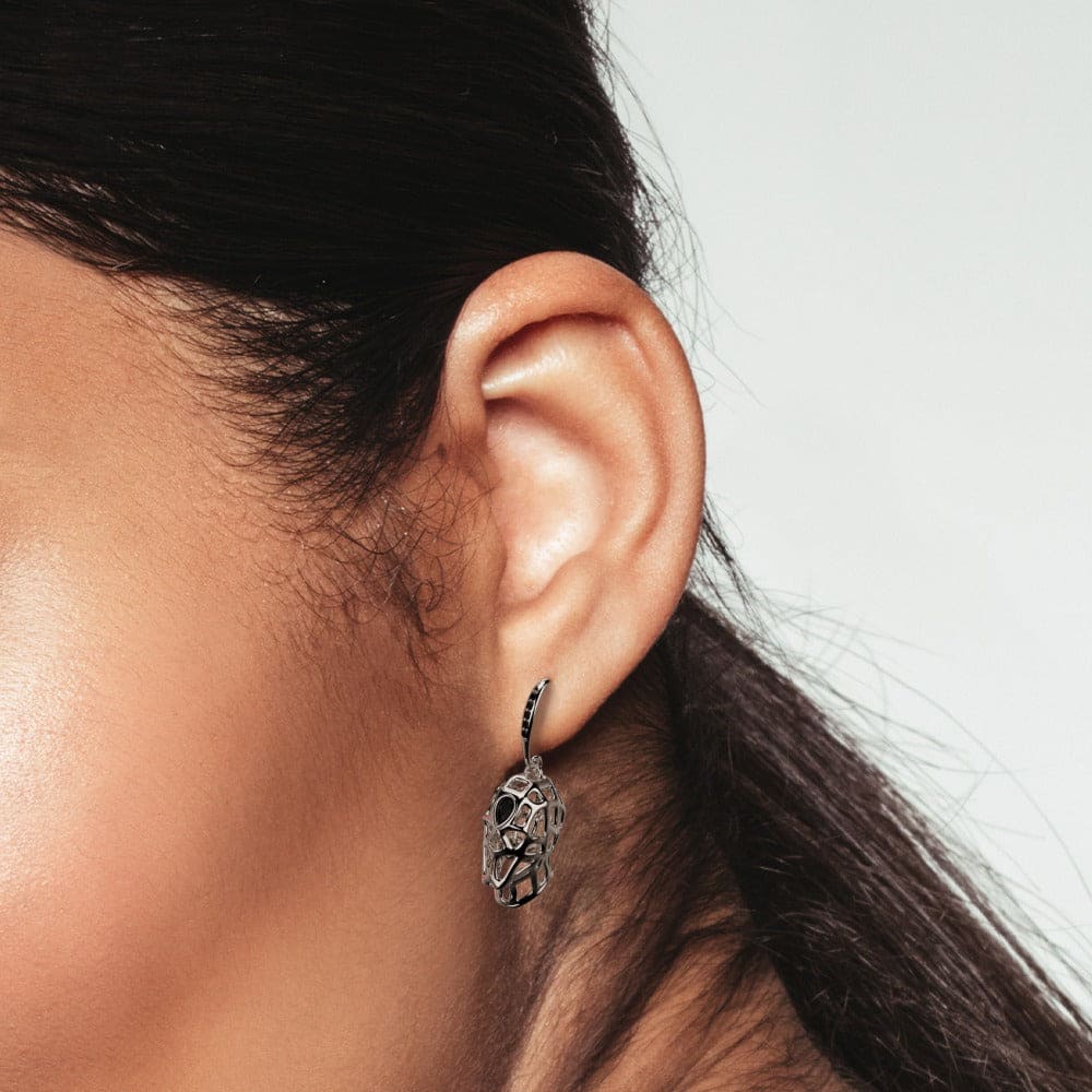 夜の純粋 - エシカルダイヤモンド スカル ハロウィン ピアス - 1ペア