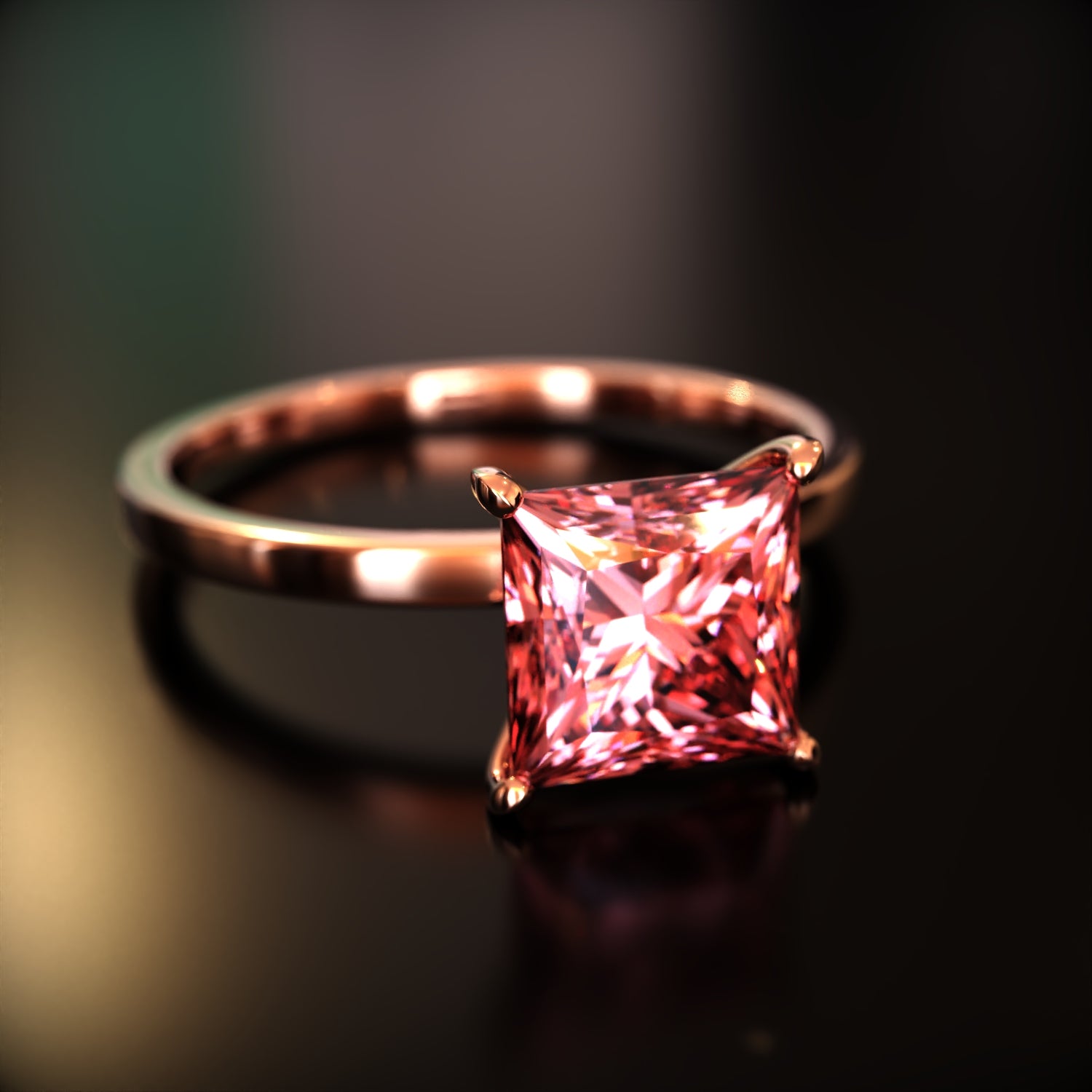 ベル - カスタムプリンセスカット モアッサナイトリング