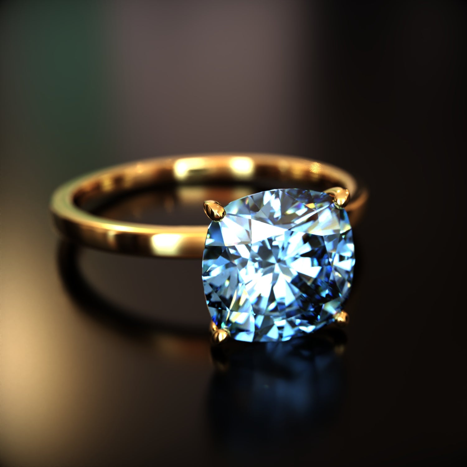 クレア - カスタムクッションカットモアッサナイトリング