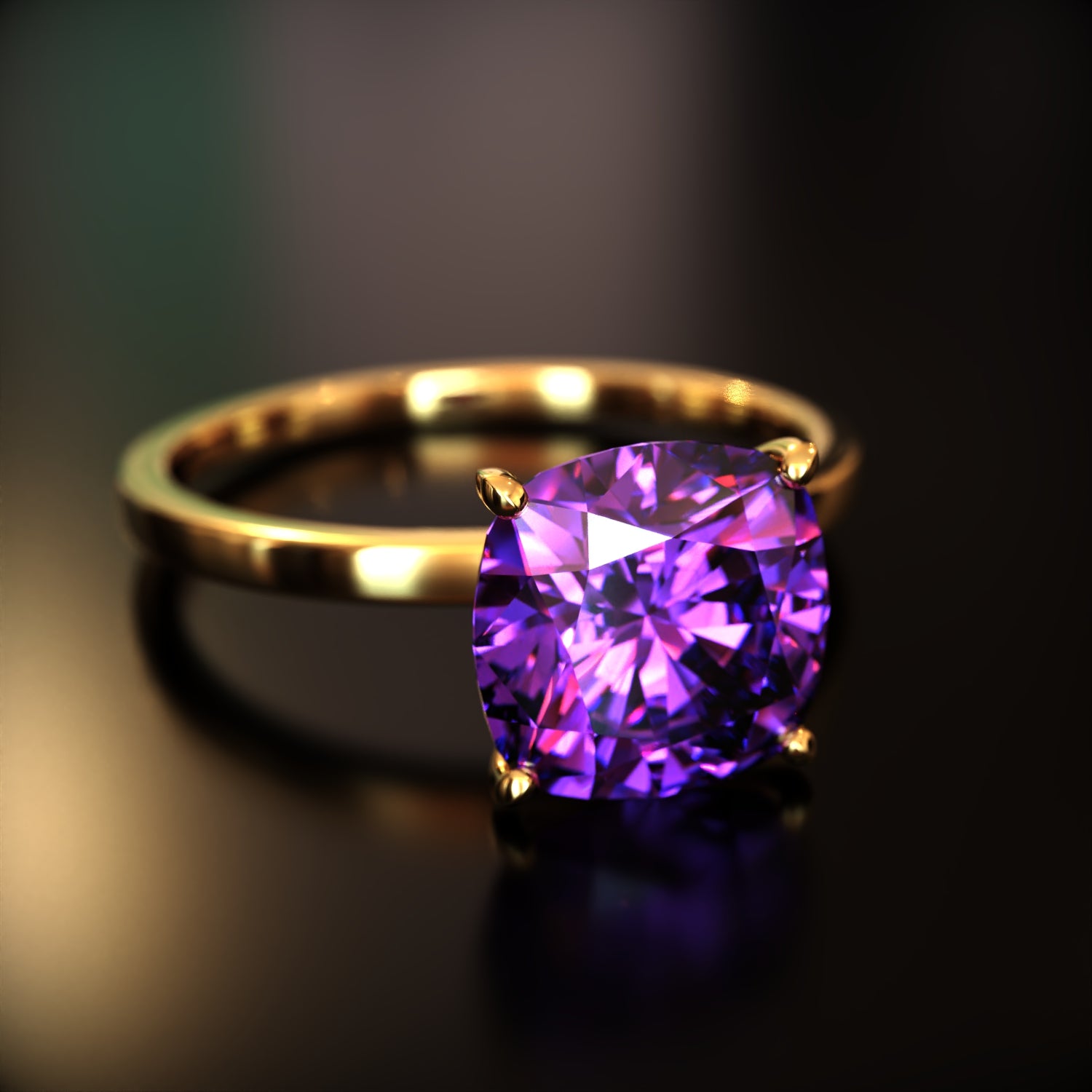 クレア - カスタムクッションカットモアッサナイトリング