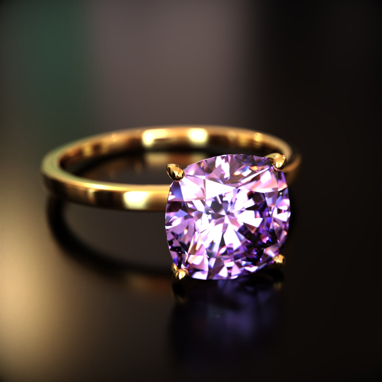 クレア - カスタムクッションカットモアッサナイトリング