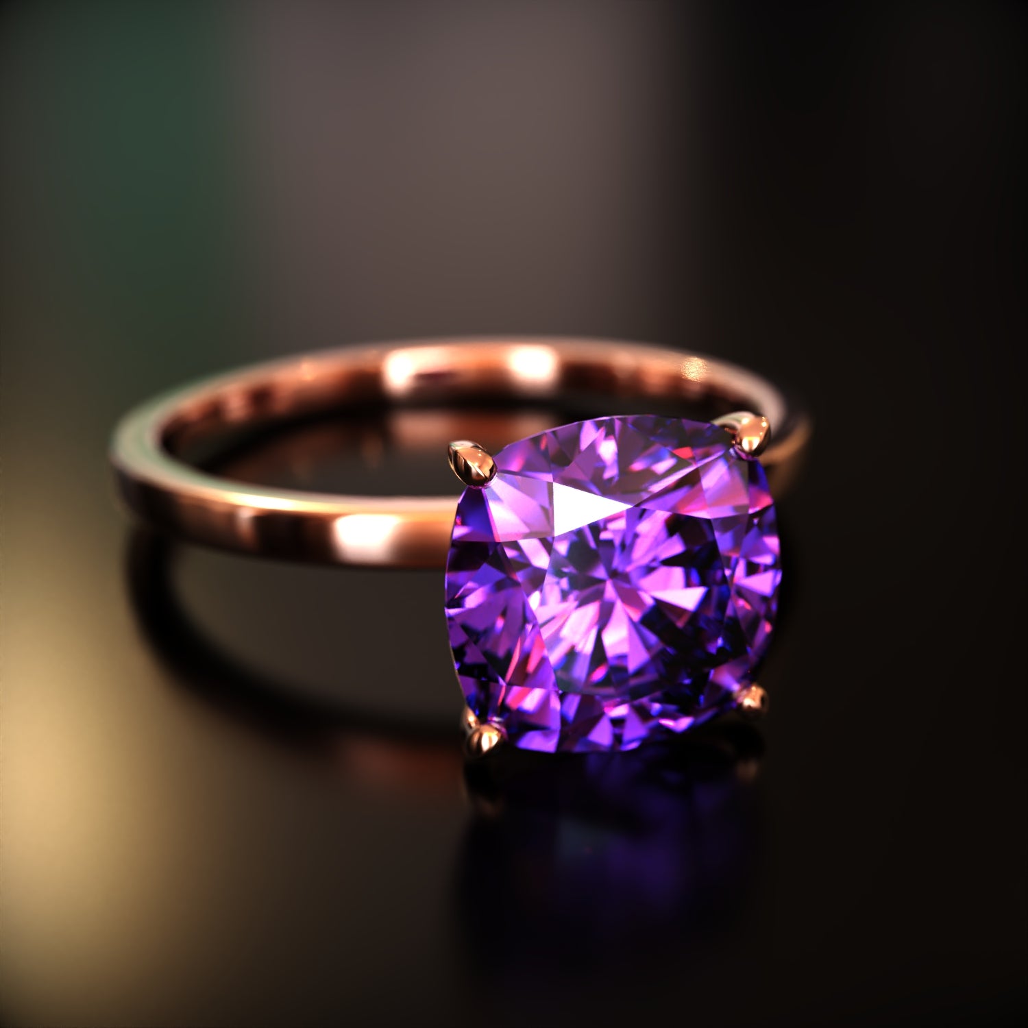 クレア - カスタムクッションカットモアッサナイトリング