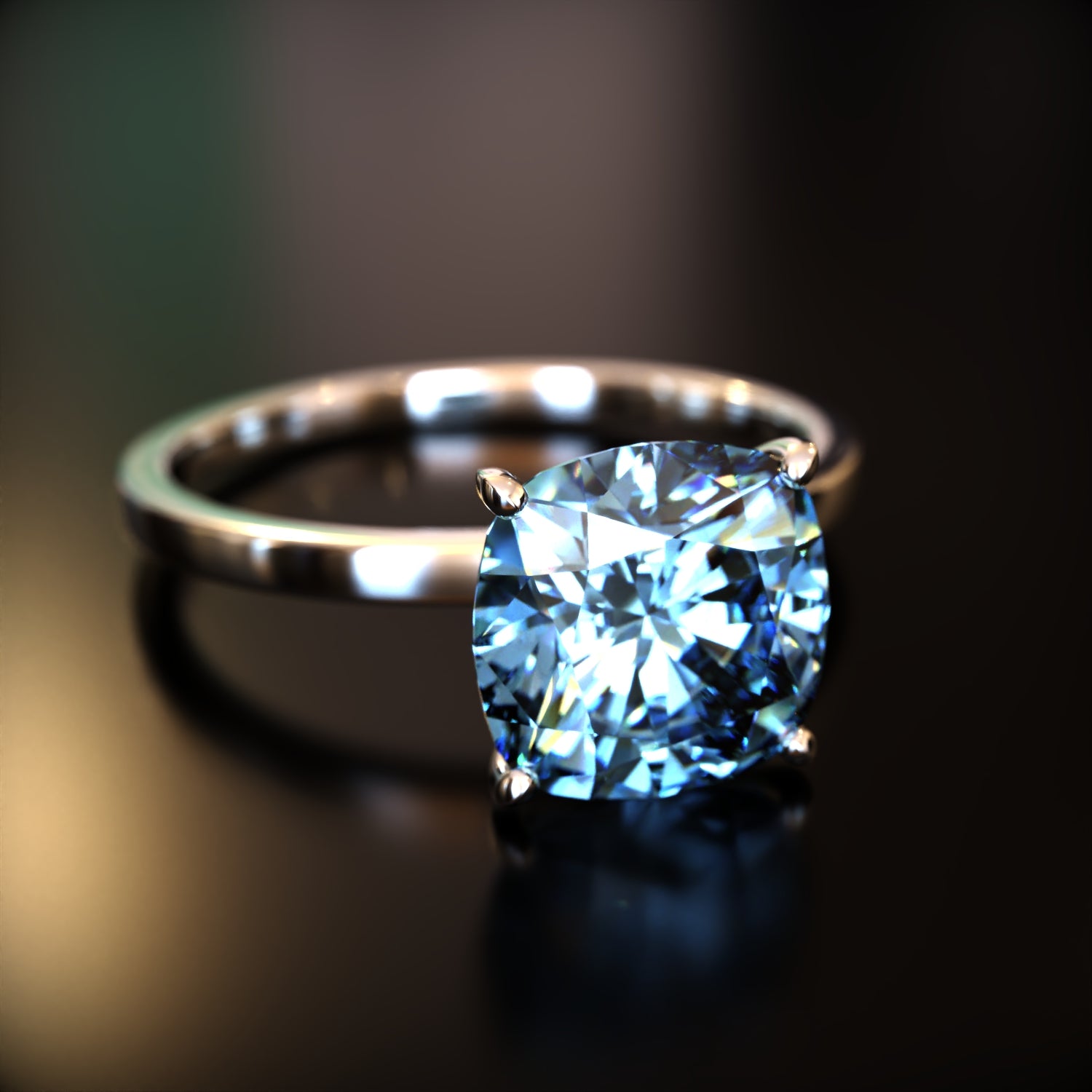 クレア - カスタムクッションカットモアッサナイトリング