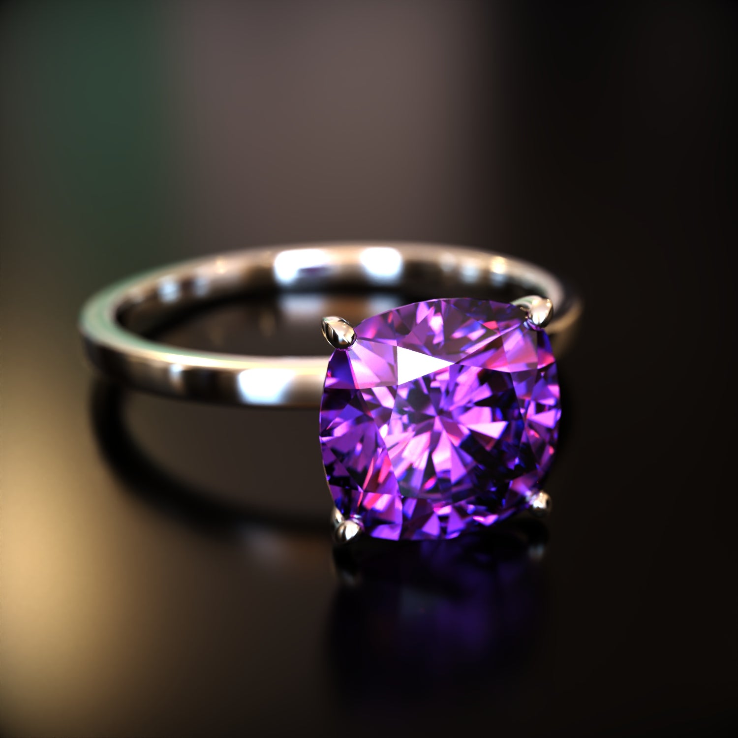 クレア - カスタムクッションカットモアッサナイトリング