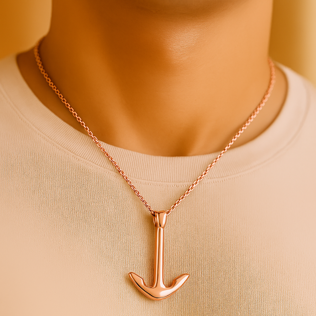 メンズアンカーネックレス - ステンレススチール