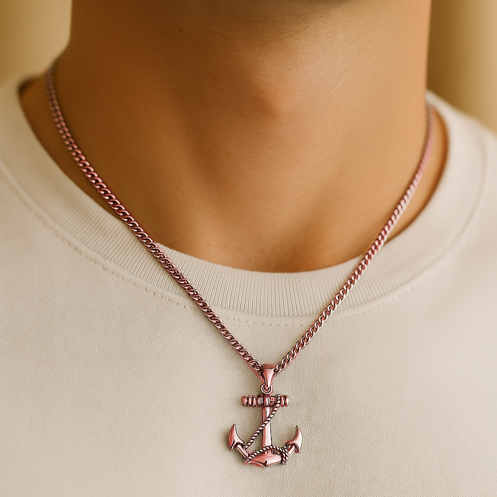 メンズアンカーネックレス - ステンレススチール