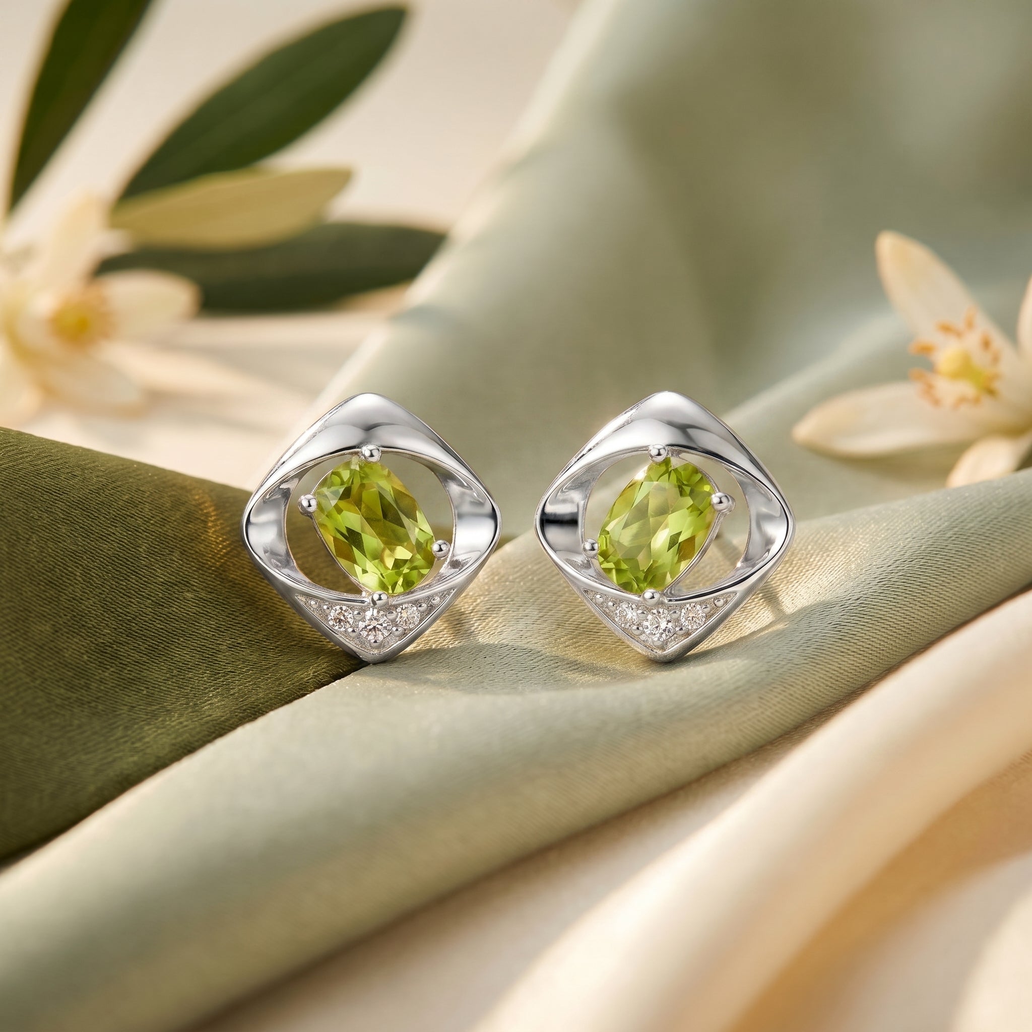 the-yvaine-oval-studs-18k-gold-vermeil in silver finish