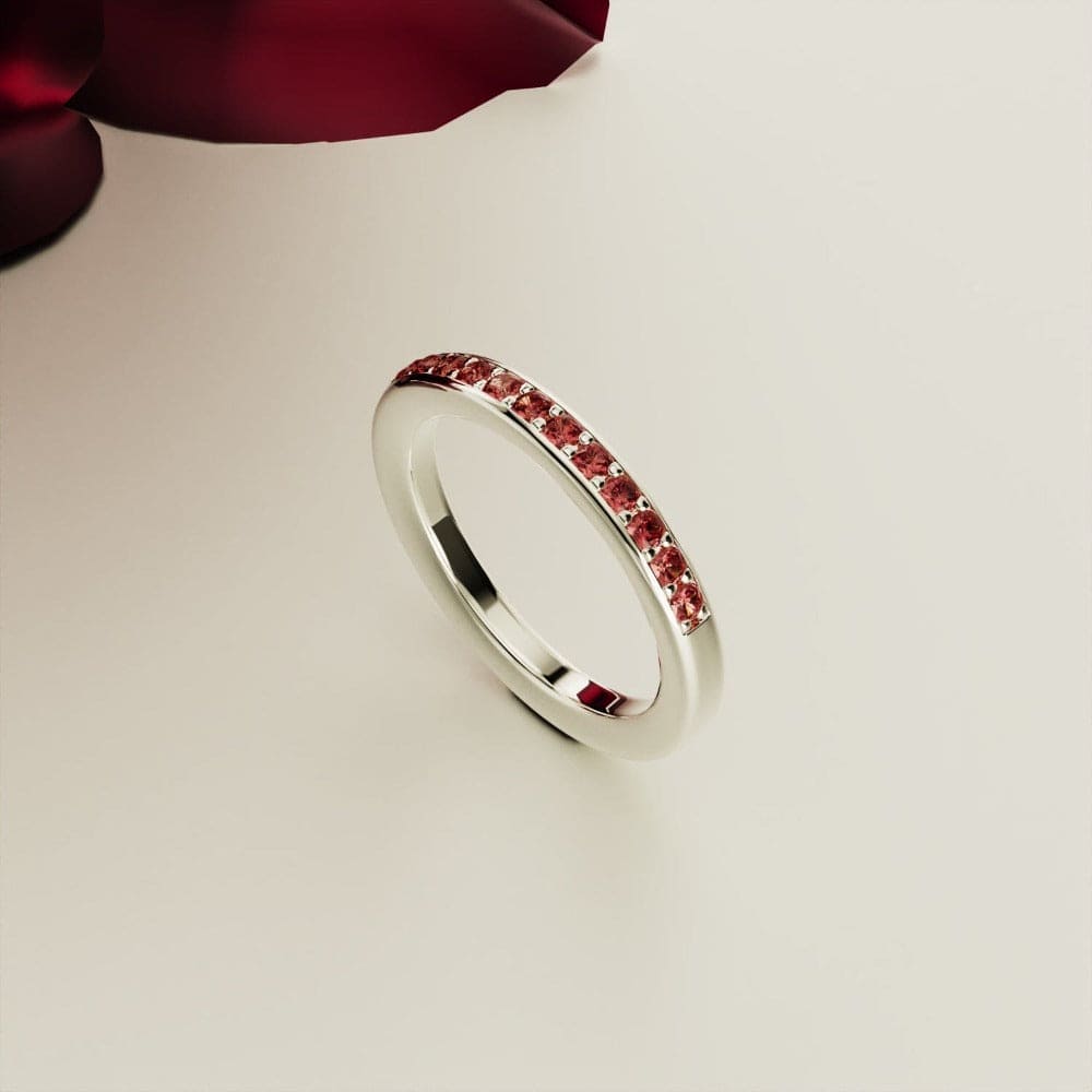 約束:永遠の赤ガーネットリング - S925スターリングシルバー