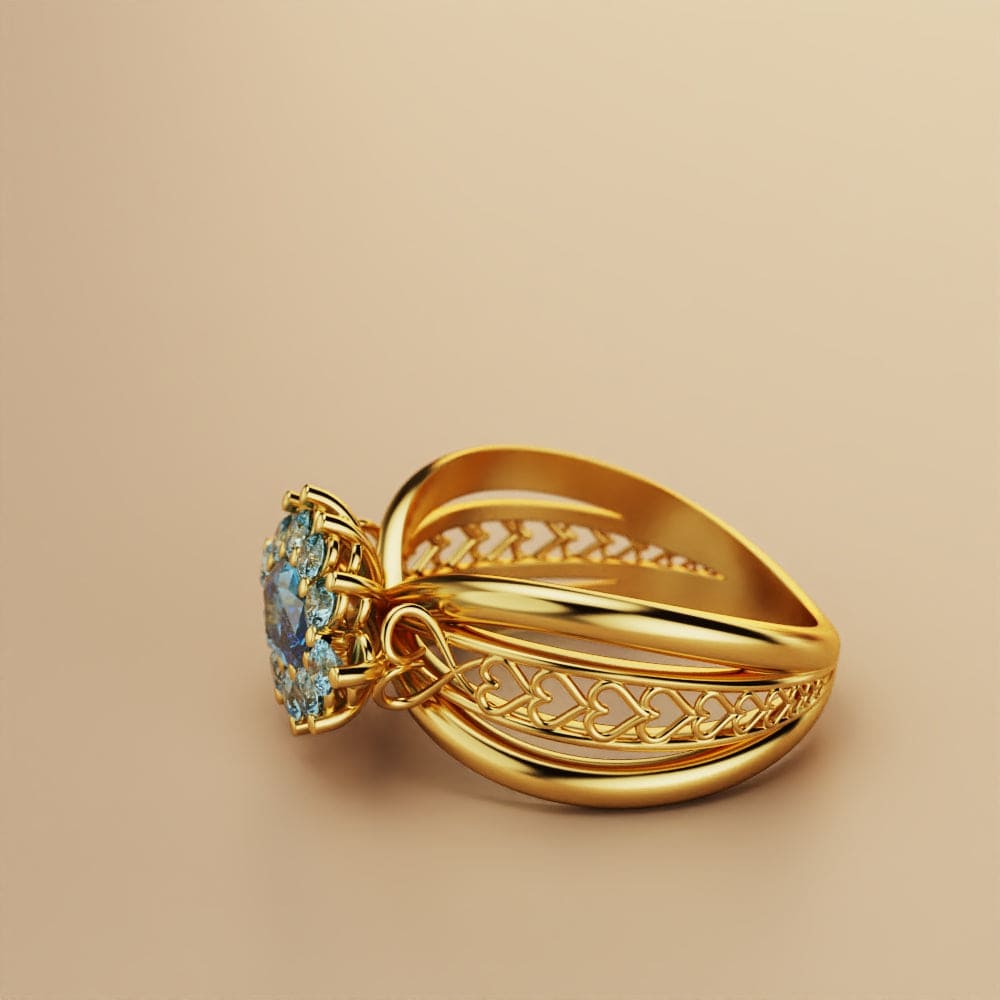 マーキーズブリリアンス:ジェムクラスターリング - 18Kゴールドヴェルメイユ