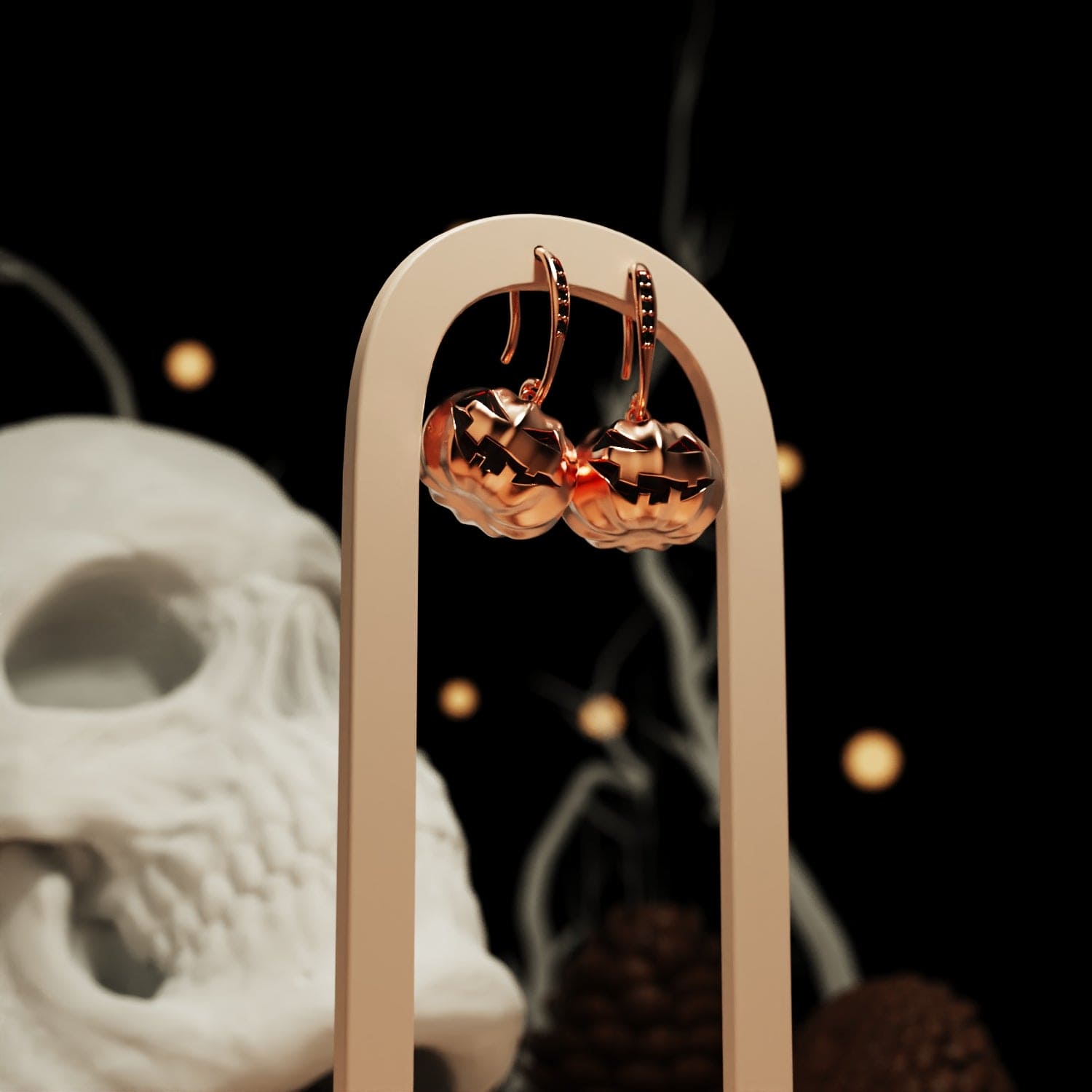 ミッドナイトスパークル - ハロウィンパンプキンピアス(エシカルダイヤモンド使用)