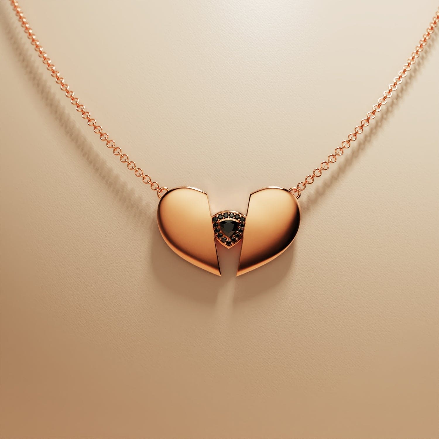 ミッドナイトティア - 堕天使 ブラックダイヤモンド トリニティ ハートネックレス