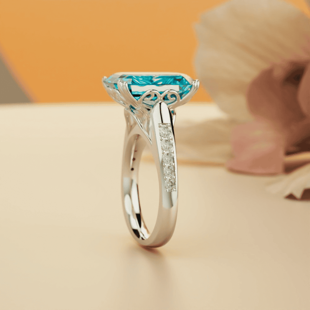Aqua Dream: anillo de aguamarina de talla esmeralda - Plata de ley S925