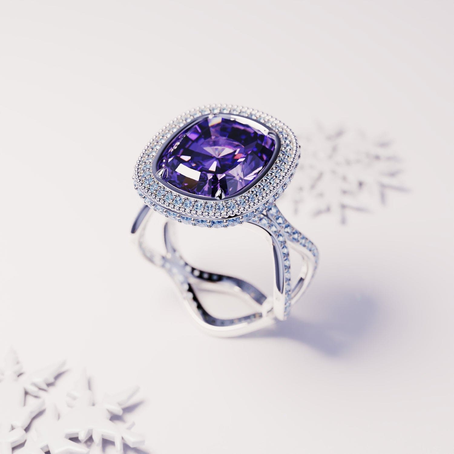 アメジストエッセンス:オパールカット 倫理的アメジストリング - S925スターリングシルバー