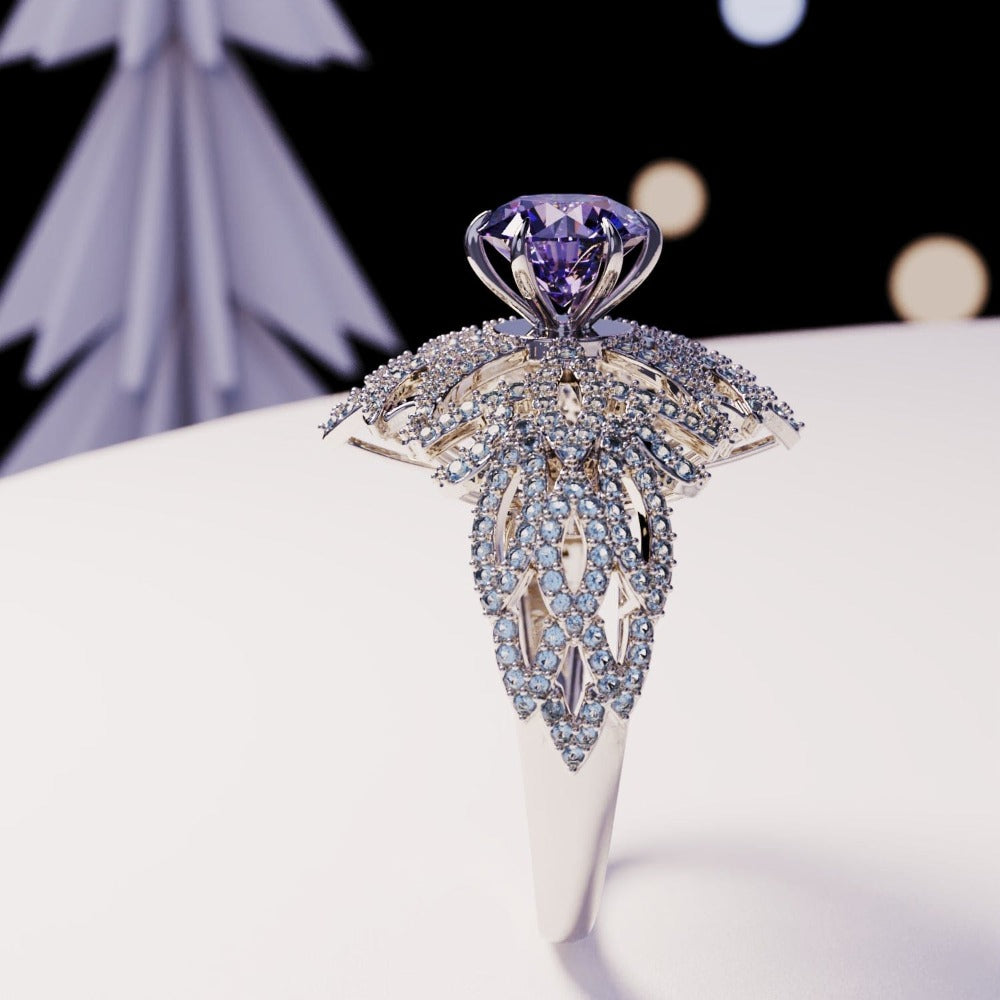 アメジストエッセンス:ラウンドカット アメジストリング - S925 スターリングシルバー