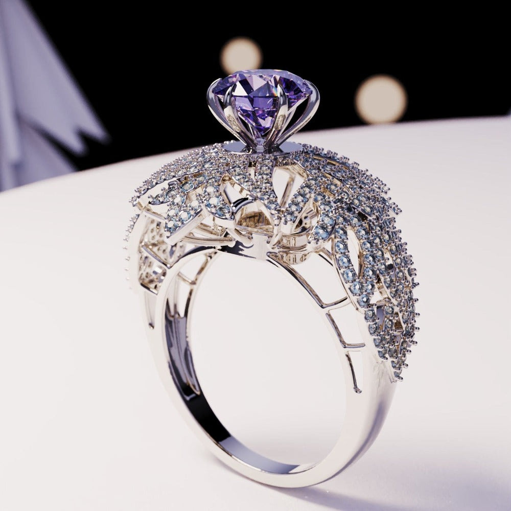 アメジストエッセンス:ラウンドカット アメジストリング - S925 スターリングシルバー