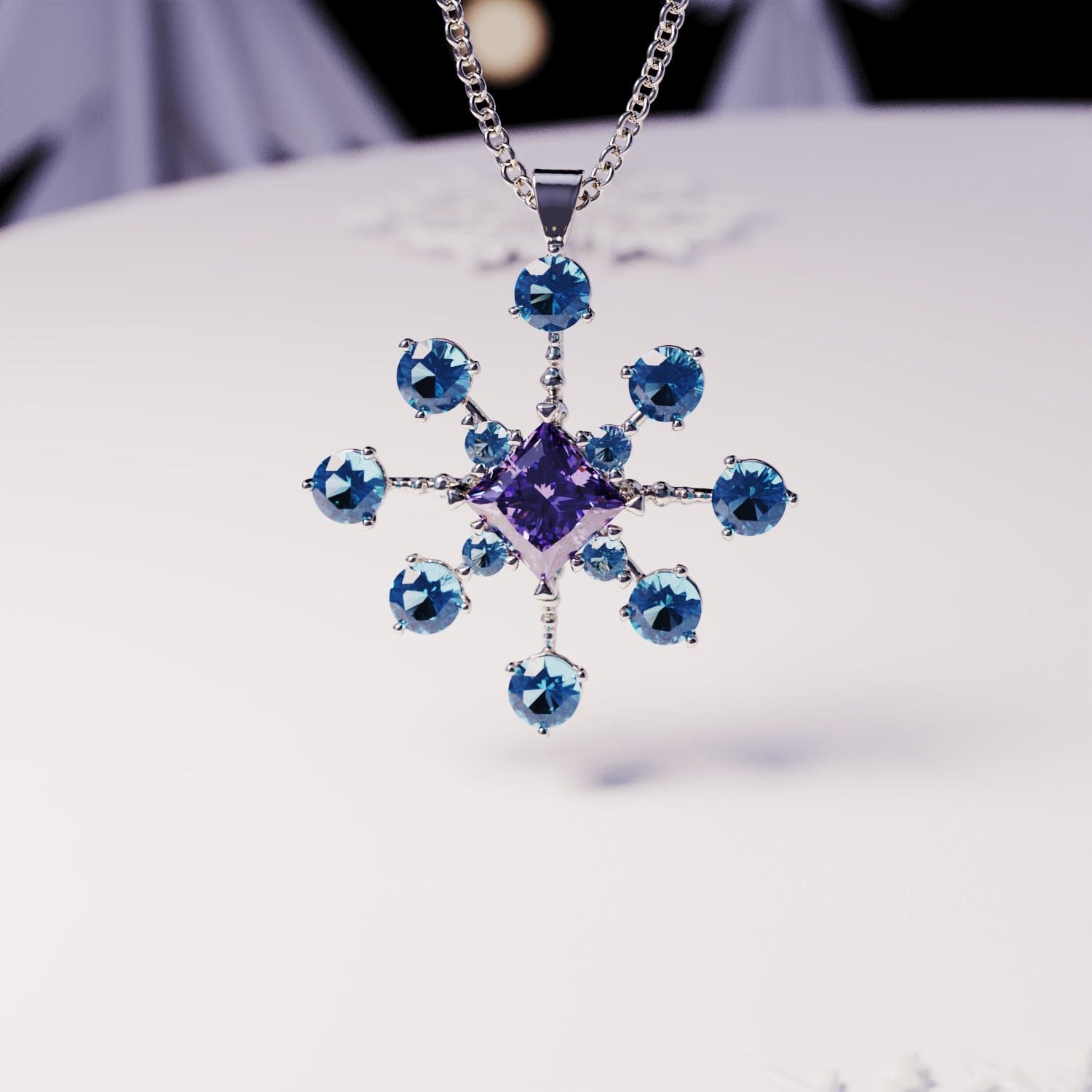 アメジストエッセンス:プリンセスカット アメジスト ネックレス - S925 スターリングシルバー