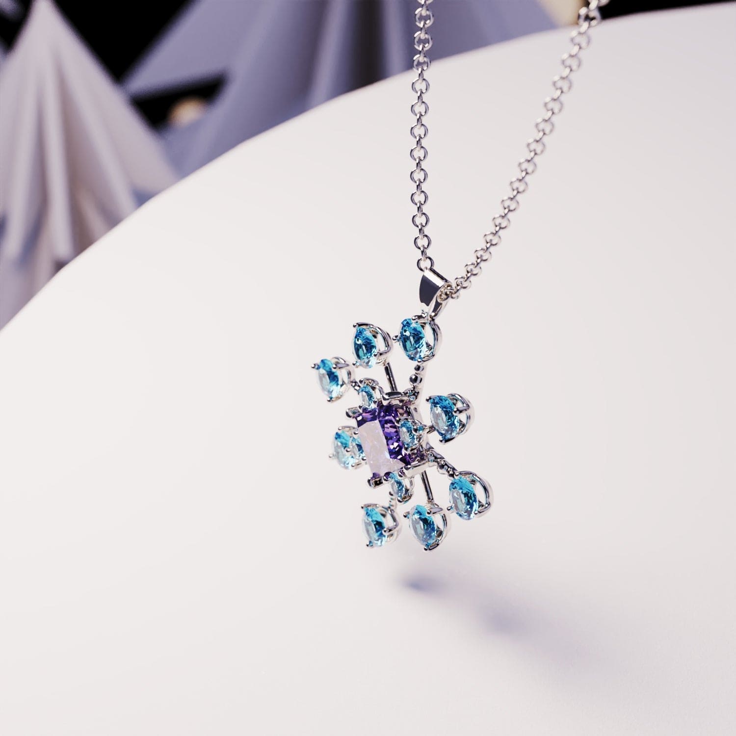 アメジストエッセンス:プリンセスカット アメジスト ネックレス - S925 スターリングシルバー