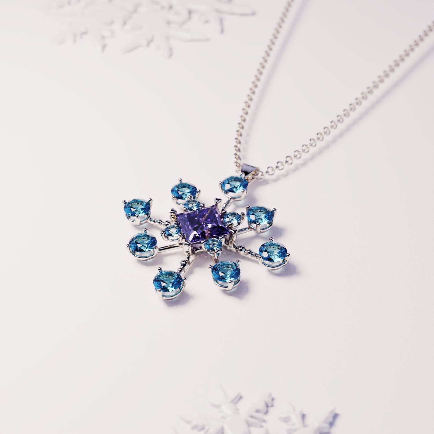 アメジストエッセンス:プリンセスカット アメジスト ネックレス - S925 スターリングシルバー