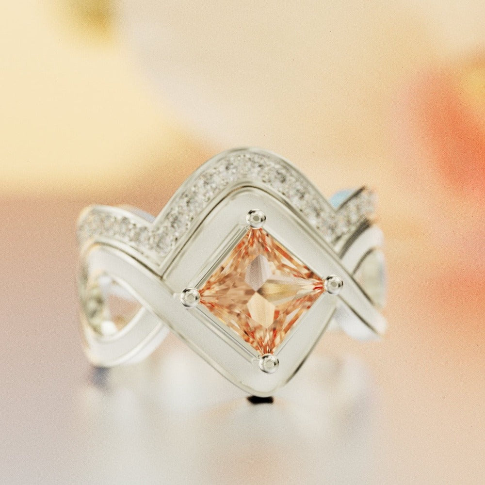 スノーウェーブ:ファイアーズハート 2ピースリングセット - S925スターリングシルバー