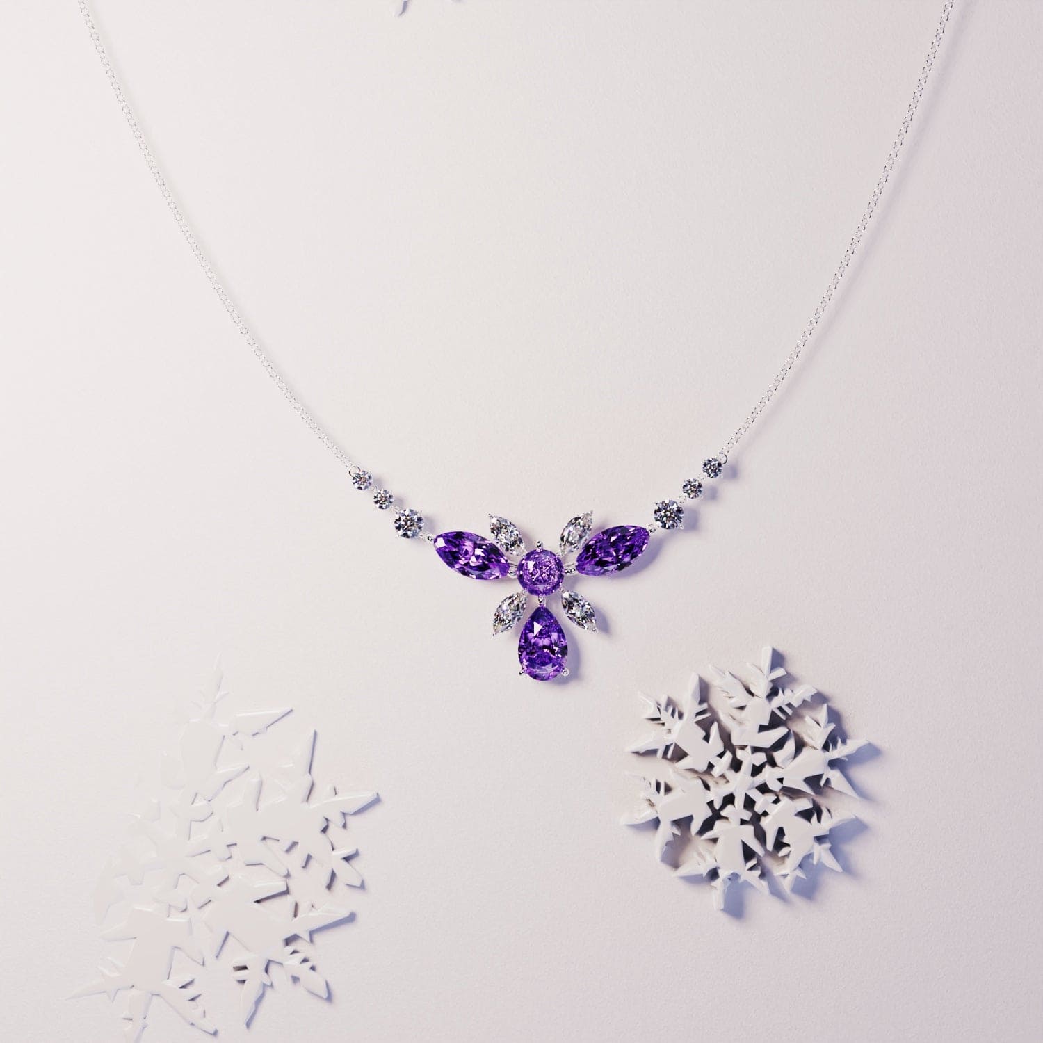 Blossom : Collier Floral Taille Brillant - Argent Sterling S925