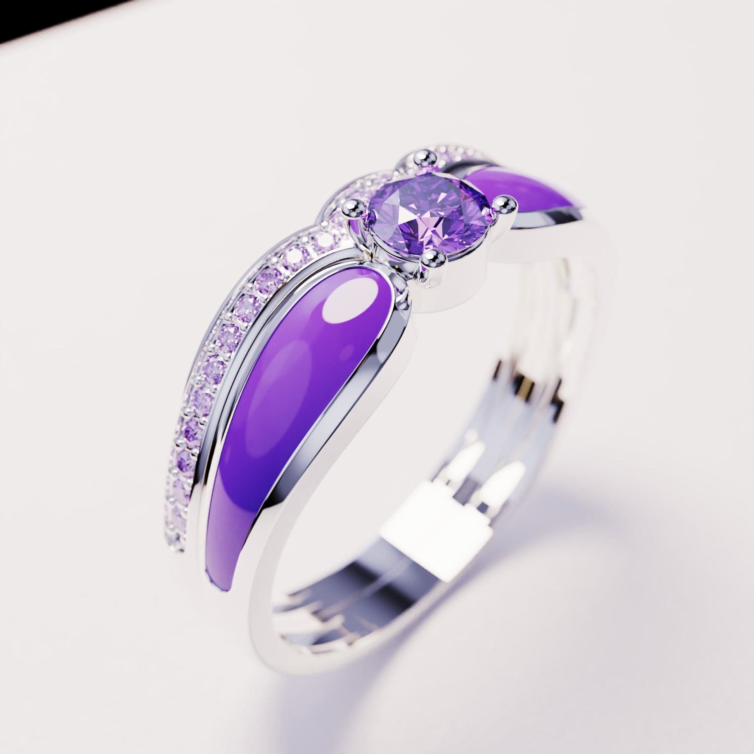 バイオレットラグーン:2ピースリングセット - S925スターリングシルバー