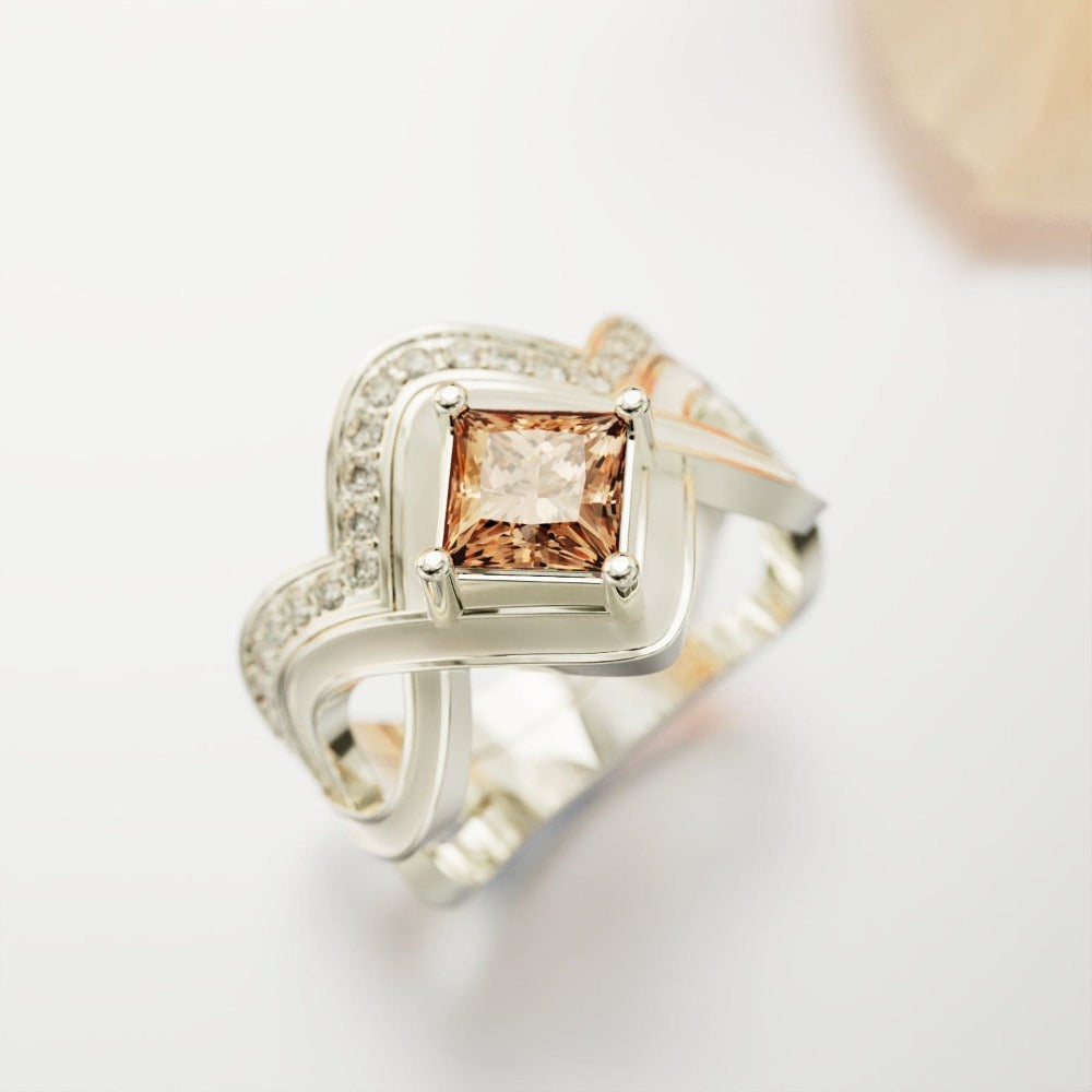 スノーウェーブ:ファイアーズハート 2ピースリングセット - S925スターリングシルバー