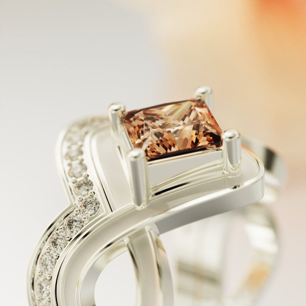 スノーウェーブ:ファイアーズハート 2ピースリングセット - S925スターリングシルバー