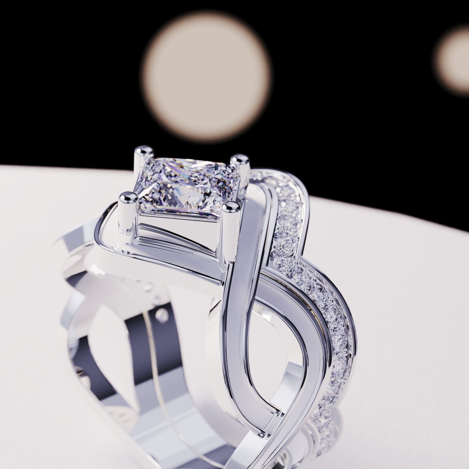 スノーウェーブ:2ピースリングセット - S925スターリングシルバー