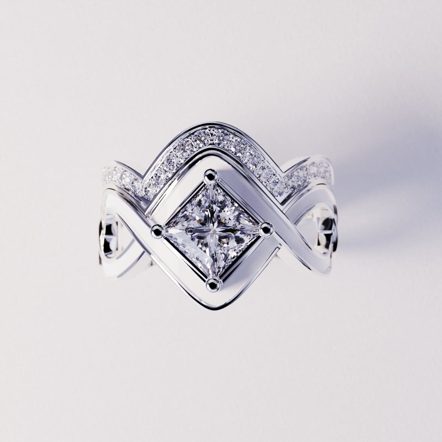 スノーウェーブ:2ピースリングセット - S925スターリングシルバー