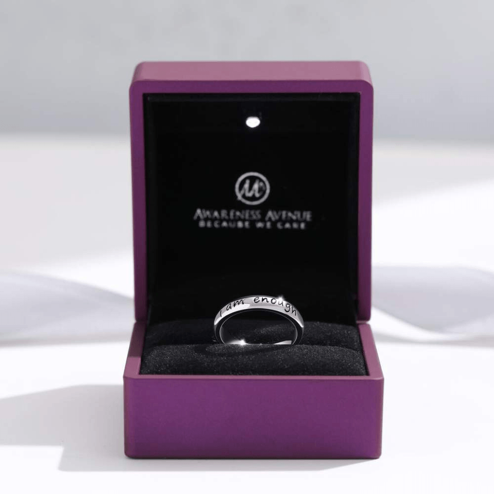 925 Sterling Silver 'I Am Enough' Ring-Awareness Avenue™-Awareness,best-seller,enough,gift: All,gift: Inspirational,IAmEnough,jewellery,Jewelry,Ring,ring: All,ring: Inspirational,Semicolon,Silver