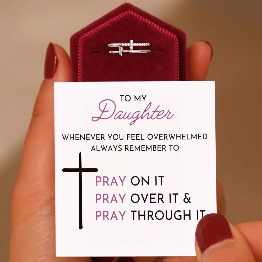 To My Daughter | Pray | Twin Band Cross Ring-Awareness Avenue-Cross,gift: All,gift: Daughter,jewellery,Jewelry,Pray,Ring,ring: All,ring: Daughter