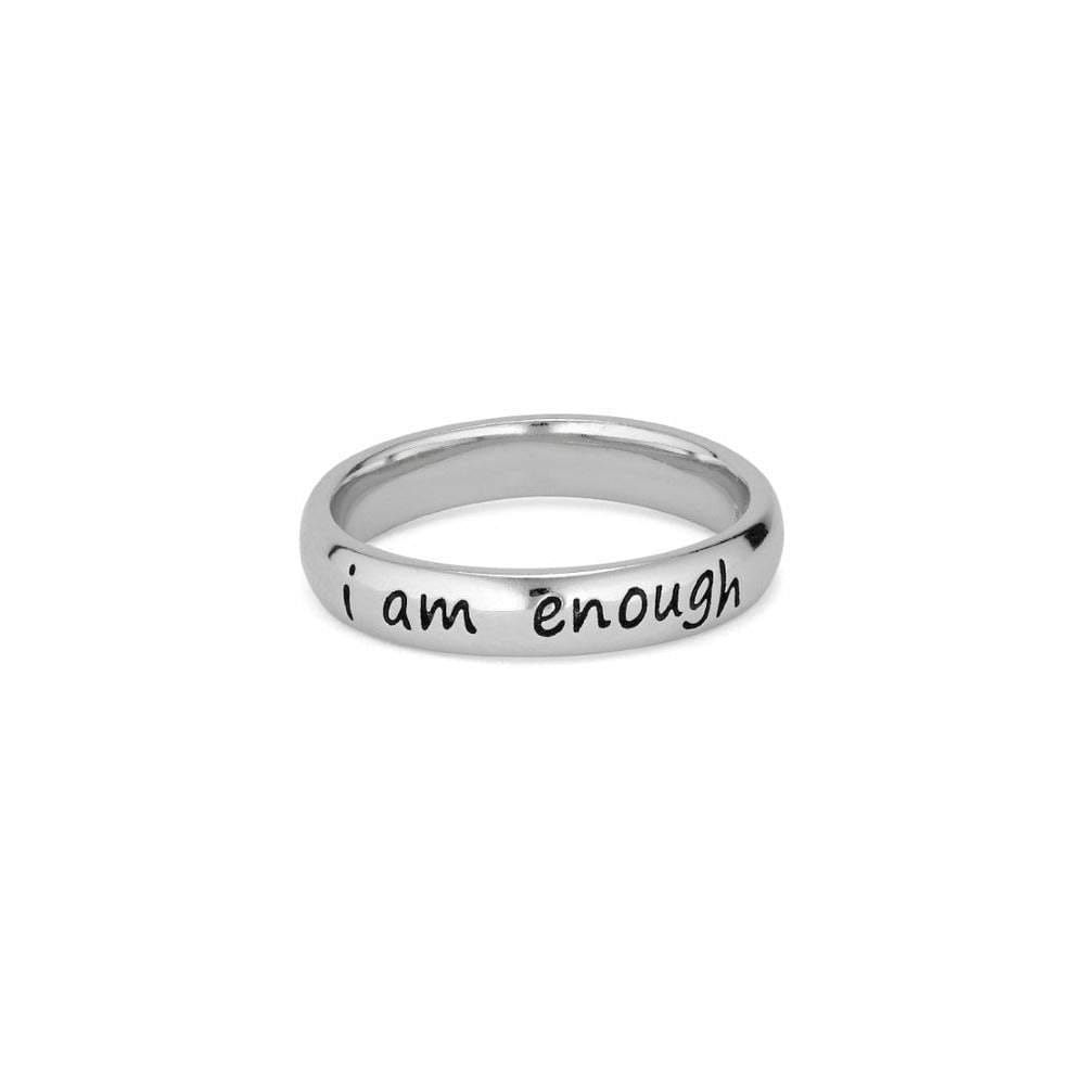 925 Sterling Silver 'I Am Enough' Ring-Awareness Avenue™-Awareness,best-seller,enough,gift: All,gift: Inspirational,IAmEnough,jewellery,Jewelry,Ring,ring: All,ring: Inspirational,Semicolon,Silver
