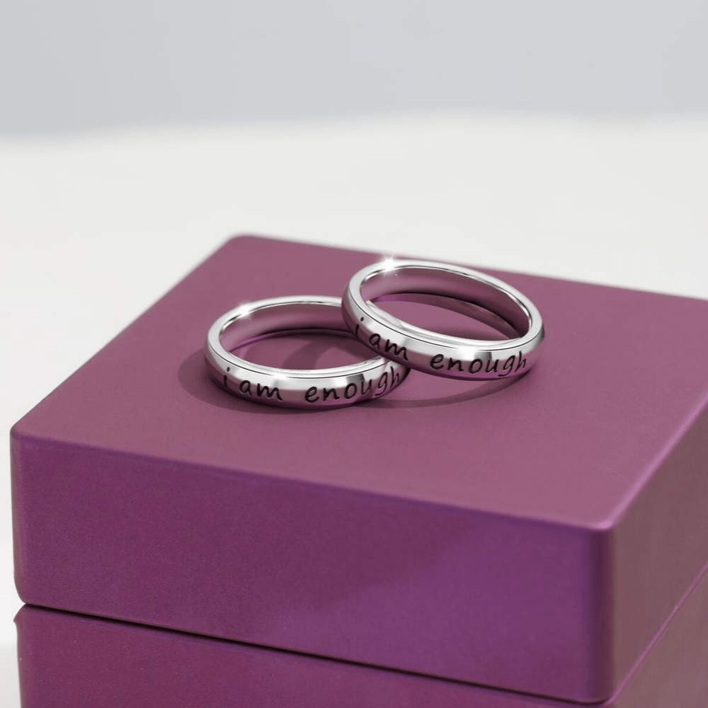 925 Sterling Silver 'I Am Enough' Ring-Awareness Avenue™-Awareness,best-seller,enough,gift: All,gift: Inspirational,IAmEnough,jewellery,Jewelry,Ring,ring: All,ring: Inspirational,Semicolon,Silver