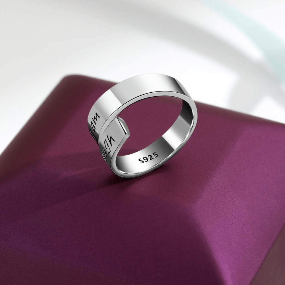 Thick Wrap 925 Sterling Silver 'I Am Enough' Ring-Awareness Avenue™-Awareness,best-seller,enough,gift: All,gift: Inspirational,IAmEnough,jewellery,Jewelry,Ring,ring: All,ring: Inspirational,Semicolon,Silver