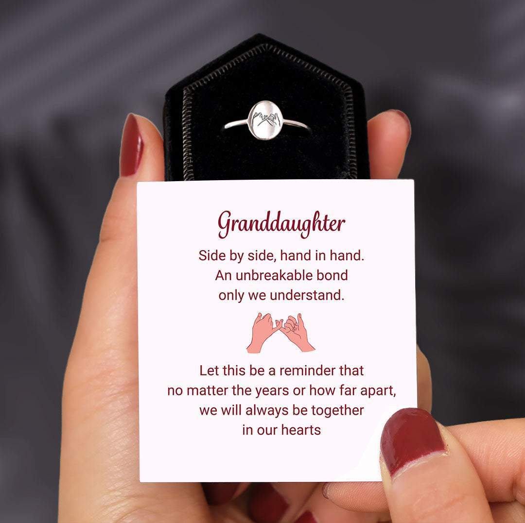 Granddaughter | Side by Side | 925 Silver Pinky Promise Ring-Awareness Avenue-gift: All,gift: Granddaughter,Ring,ring: All,ring: Granddaughter