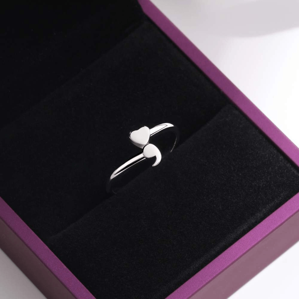 925 Sterling Silver Semicolon Awareness Ring-Awareness Avenue™-Awareness,gift: All,gift: Inspirational,Health,IAmEnough,Jewelry,Mental,Ring,ring: All,ring: Inspirational,Semicolon,Silver