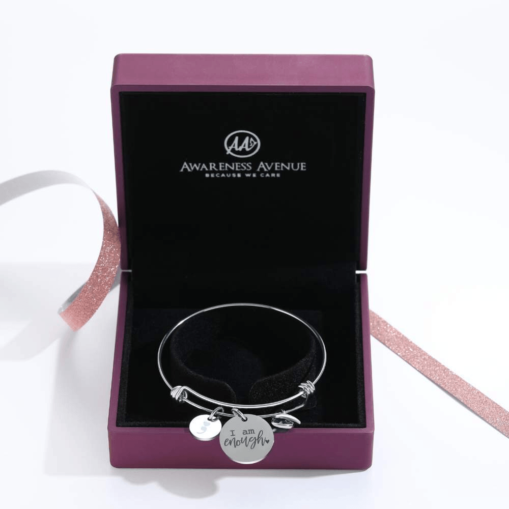 Birthstone 'I Am Enough' Bracelet-Awareness Avenue™-Awareness,bracelet,bracelet: All,bracelet: Inspirational,enough,gift: All,gift: Inspirational,IAmEnough,jewellery,Jewelry,Semicolon,Silver