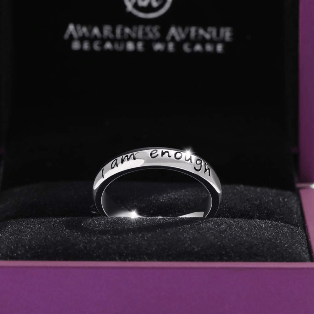 925 Sterling Silver 'I Am Enough' Ring-Awareness Avenue™-Awareness,best-seller,enough,gift: All,gift: Inspirational,IAmEnough,jewellery,Jewelry,Ring,ring: All,ring: Inspirational,Semicolon,Silver