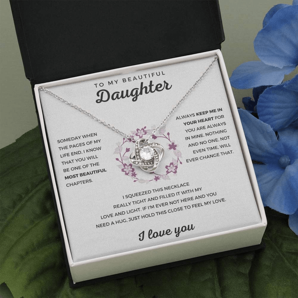 Daughter | I Love You | 925 Silver Love Knot Necklace-Awareness Avenue-Daughter,gift: All,gift: Daughter,Jewelry,Necklace,necklace: All,necklace: Daughter,Silver
