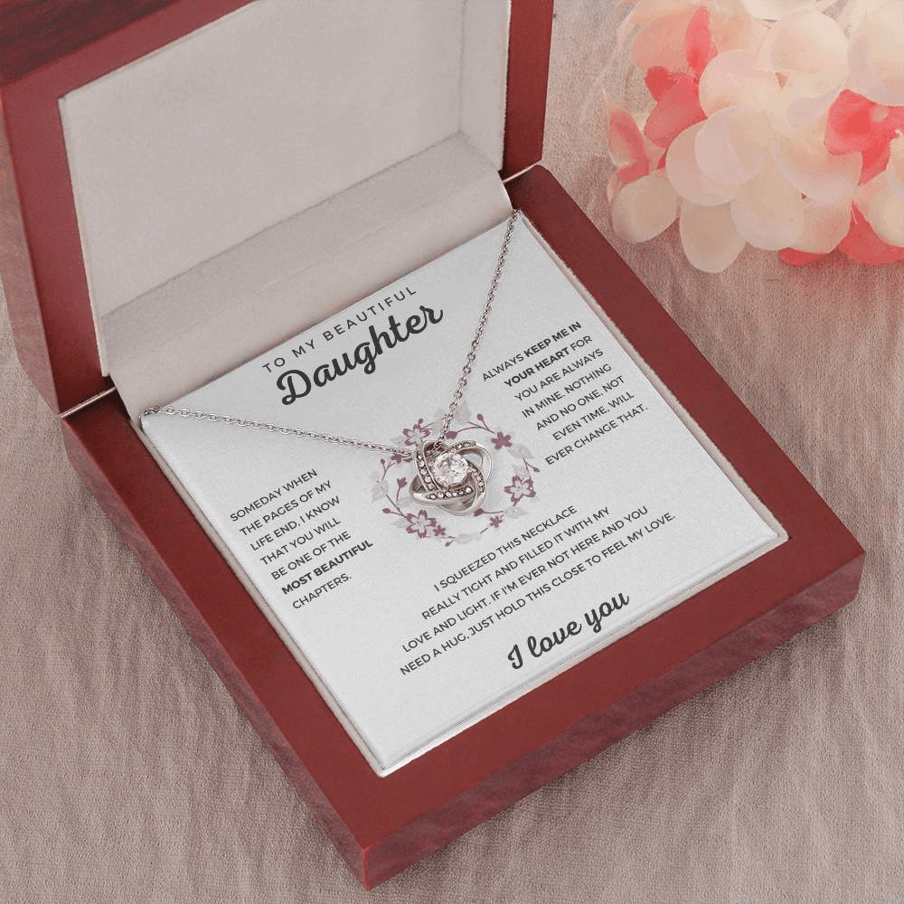 Daughter | I Love You | 925 Silver Love Knot Necklace-Awareness Avenue-Daughter,gift: All,gift: Daughter,Jewelry,Necklace,necklace: All,necklace: Daughter,Silver