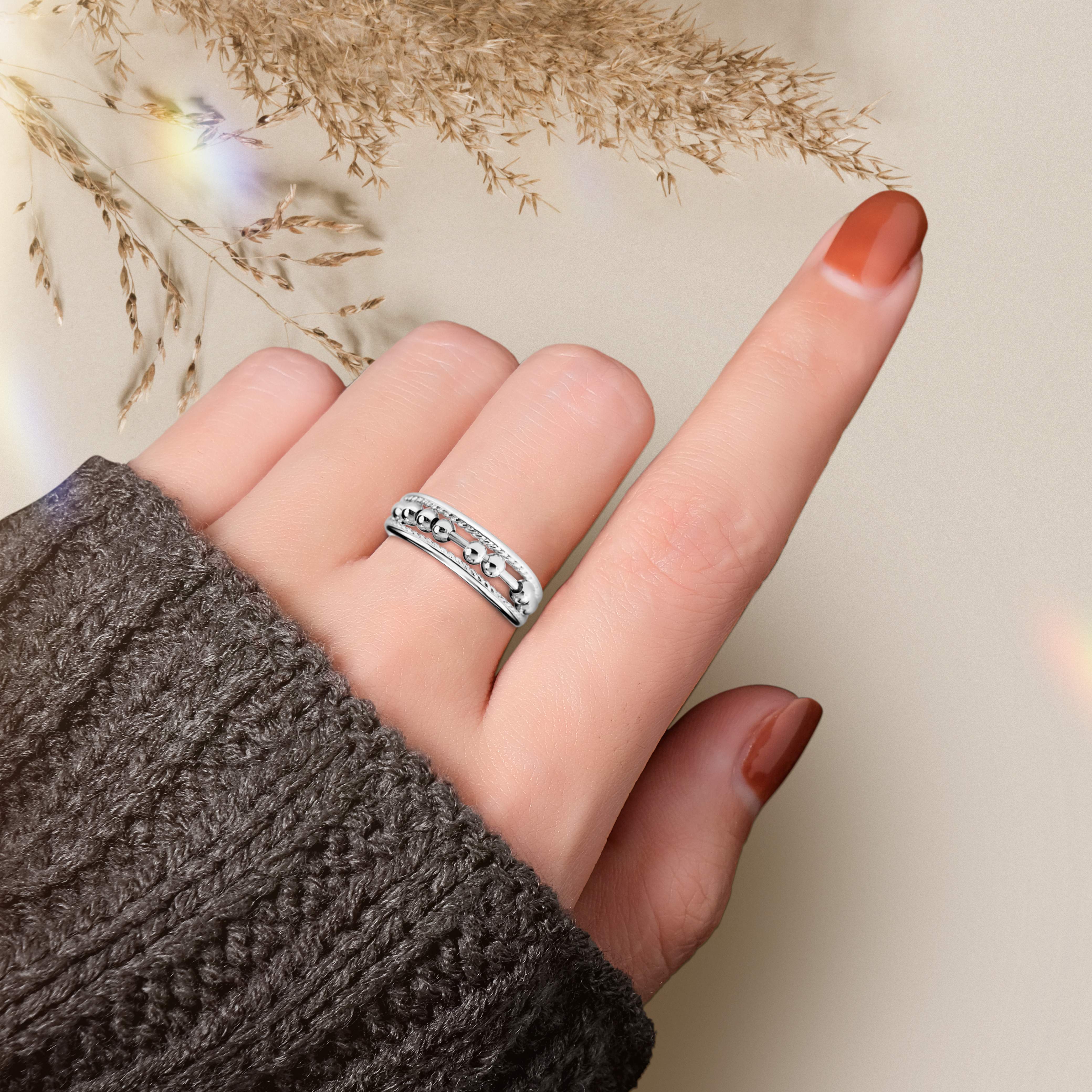 娘へ | 不安を解消 | S925 二連ビーズ フィジェットリング