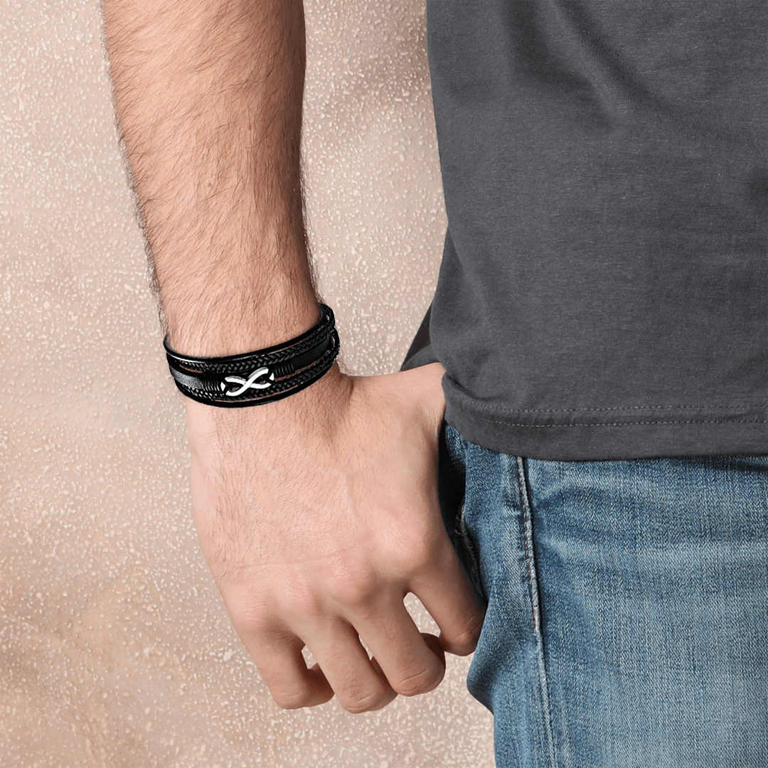 To My Son | I Will Always Be With You | Leather Bracelet