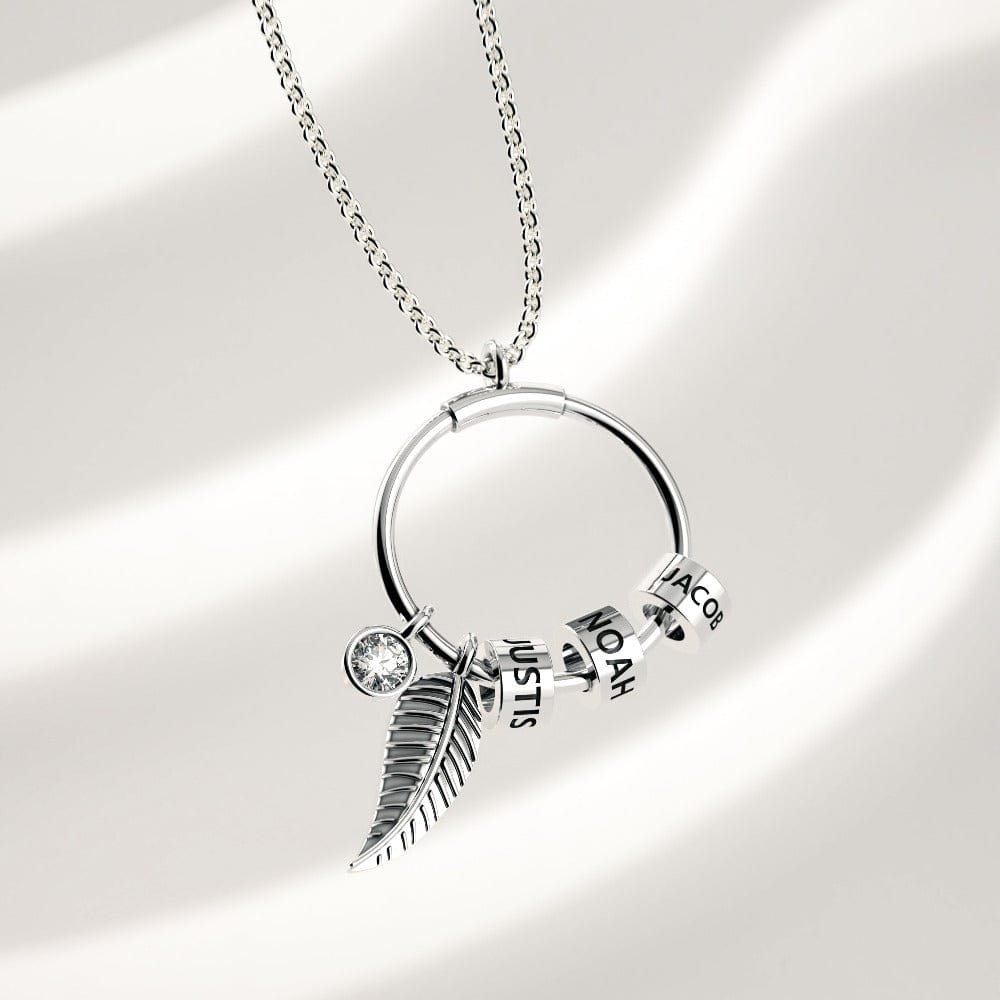 カスタムビーズサークルペンダントとリーフデザインネックレス