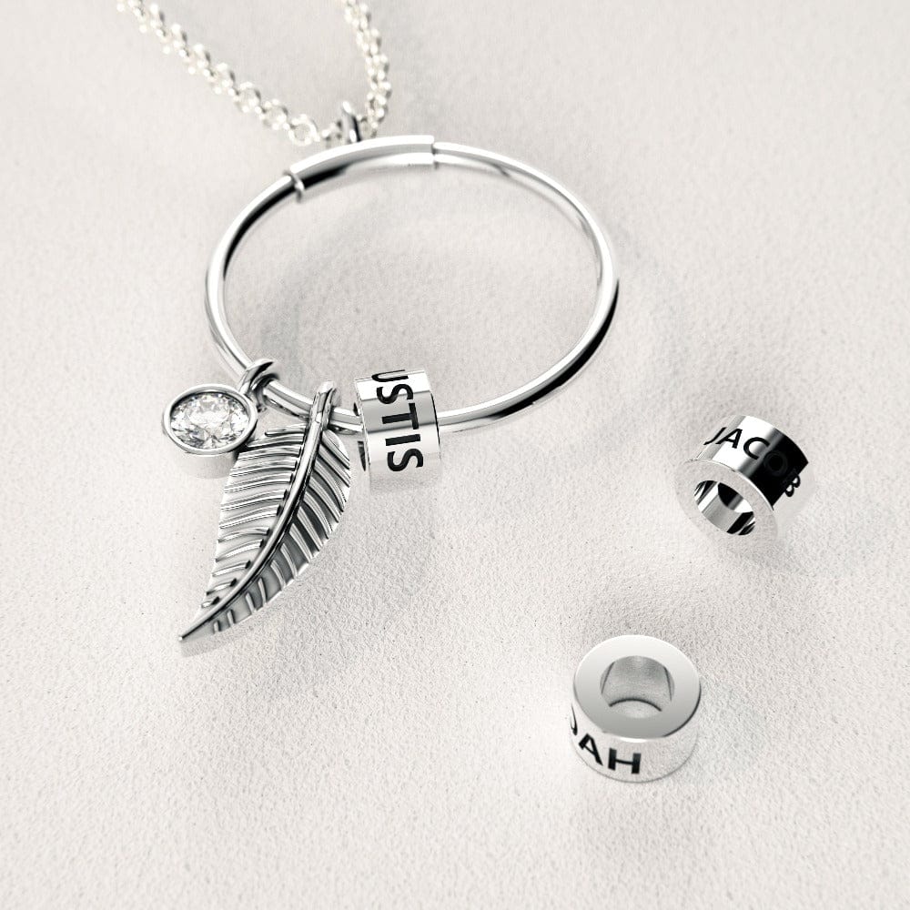 カスタムビーズサークルペンダントとリーフデザインネックレス