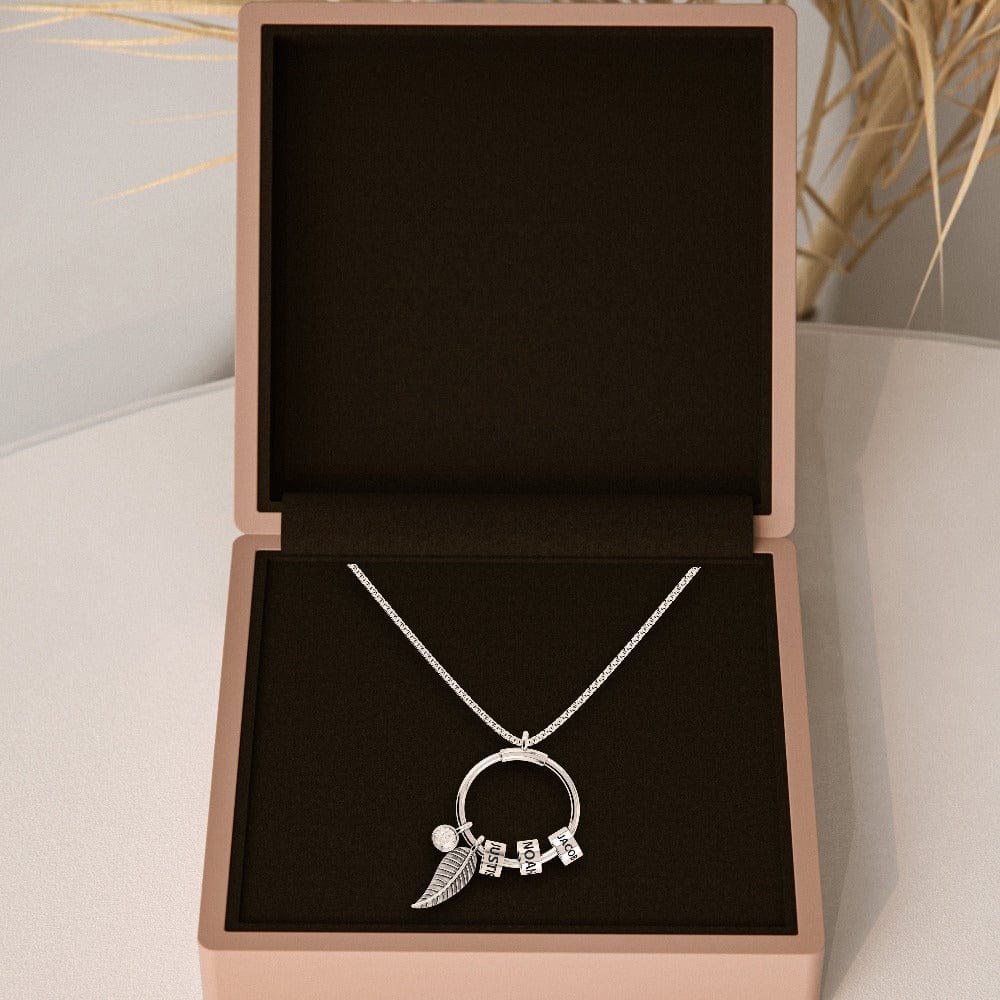 カスタムビーズサークルペンダントとリーフデザインネックレス