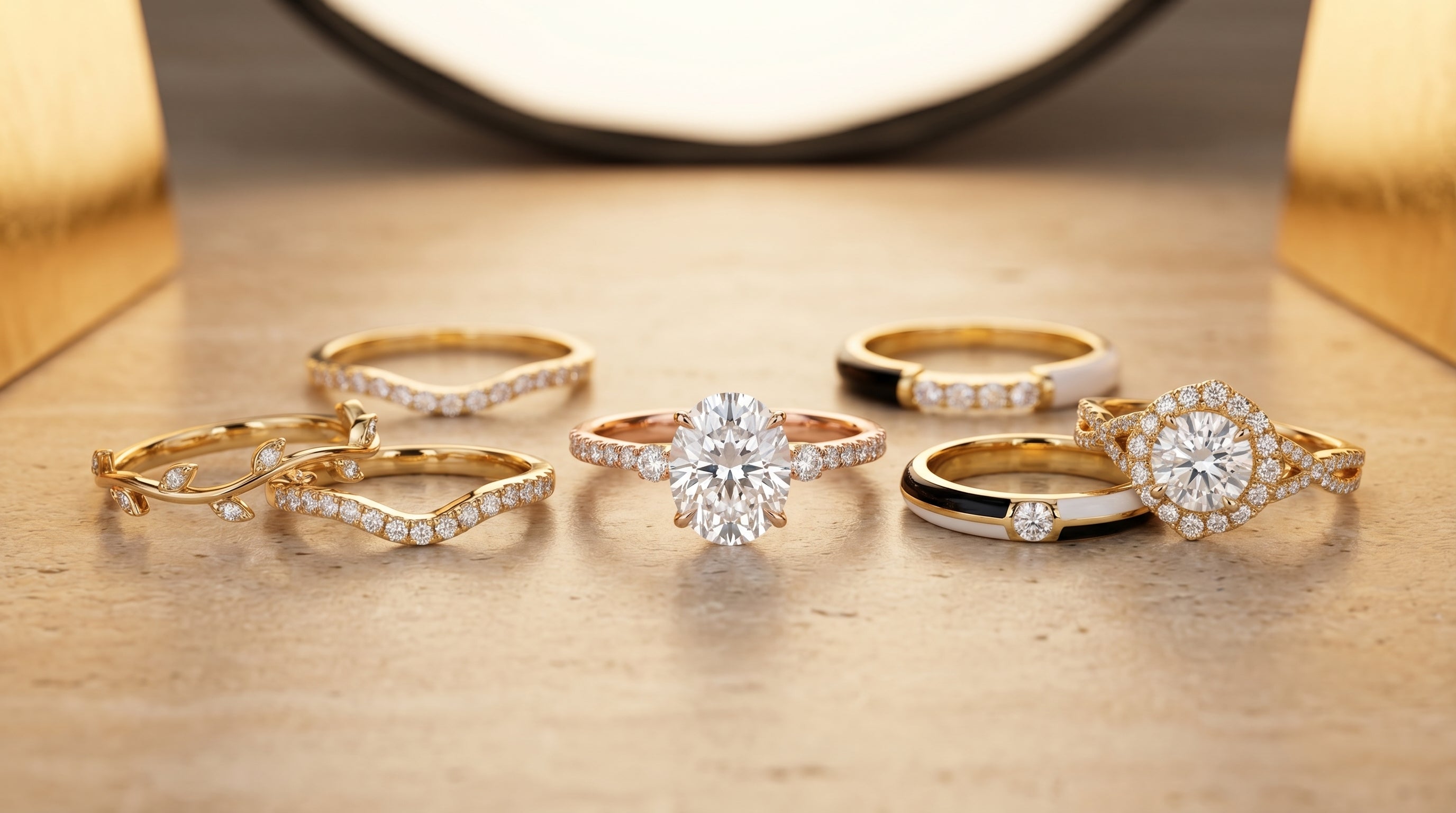 14k gold moissanite rings - hero image