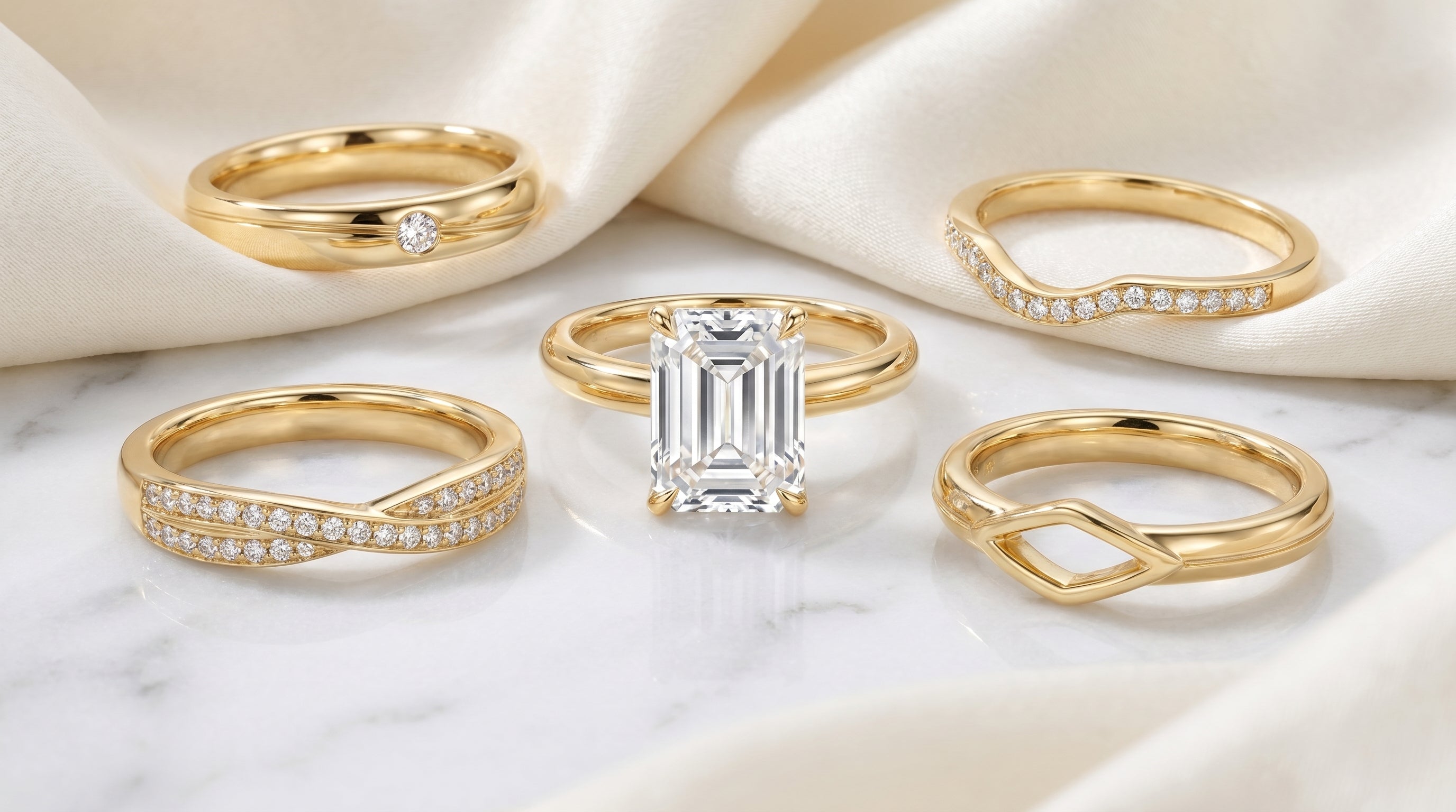 best wedding bands for emerald cut rings - hero image